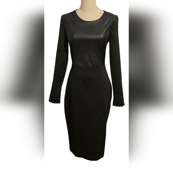 NWT~BCBGMAXAZRIA Faux Leather Top Dress - Picture 2 of 13